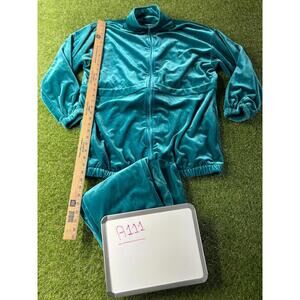 Womens M RoaMANS Teal Velvet Velour Track Suit Medium